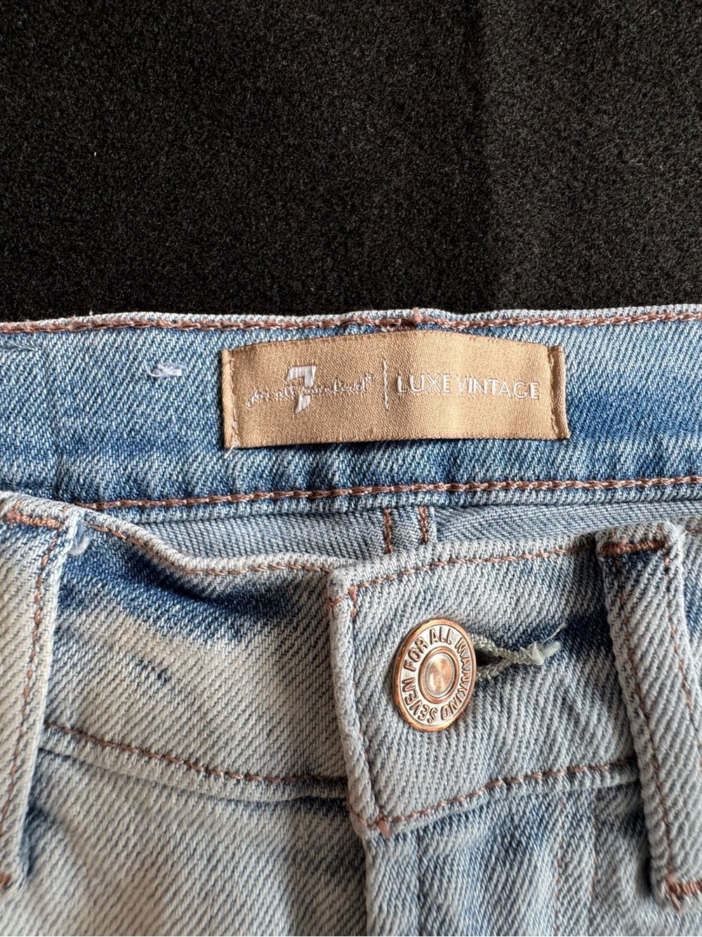 7 For All Mankind Flare Light Blue Denim Jeans Raw Hem - Picture 3 of 8